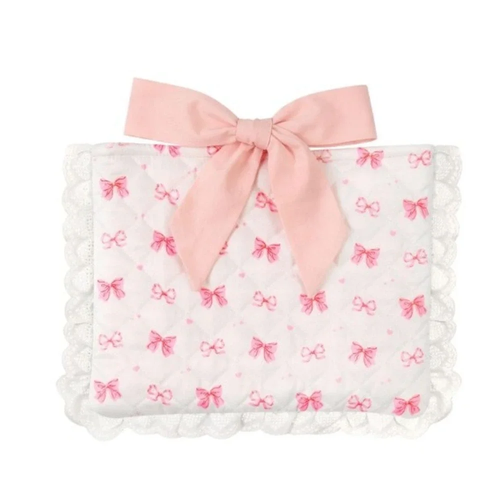 Bible Sleeve Women OS- Pink Quilted Bow Lace Trim Padded Protector NIB